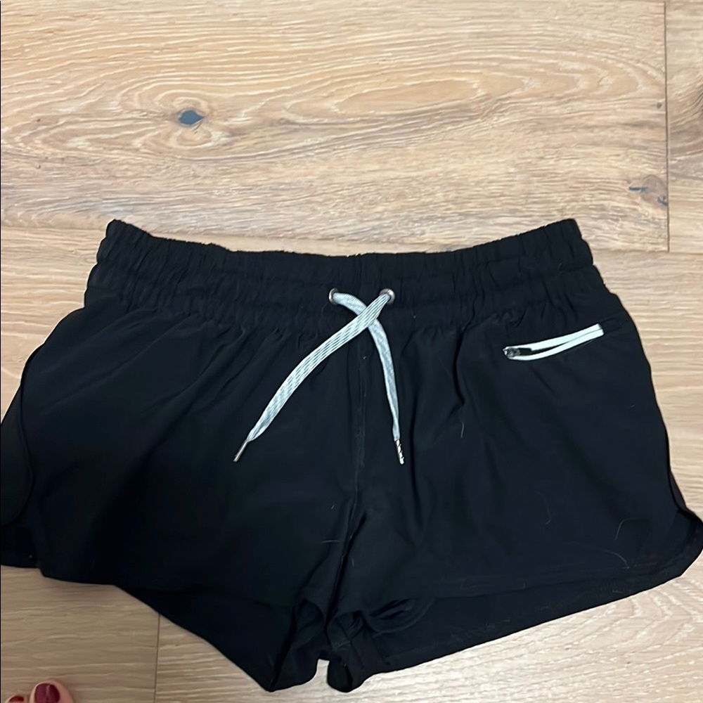 Black Athletic Shorts with Elastic Waistband and Lightweight Fabric